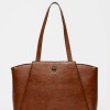 Shopper Raix en efecto cuero liso Tabaco