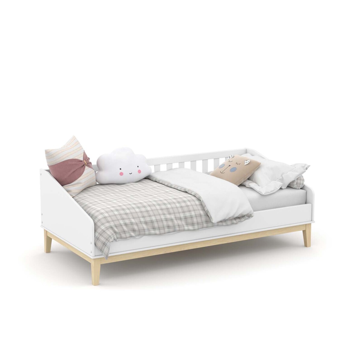 CAMA - 1 PLAZA MDF-Y-MADERA BLANCO FELICITAS 