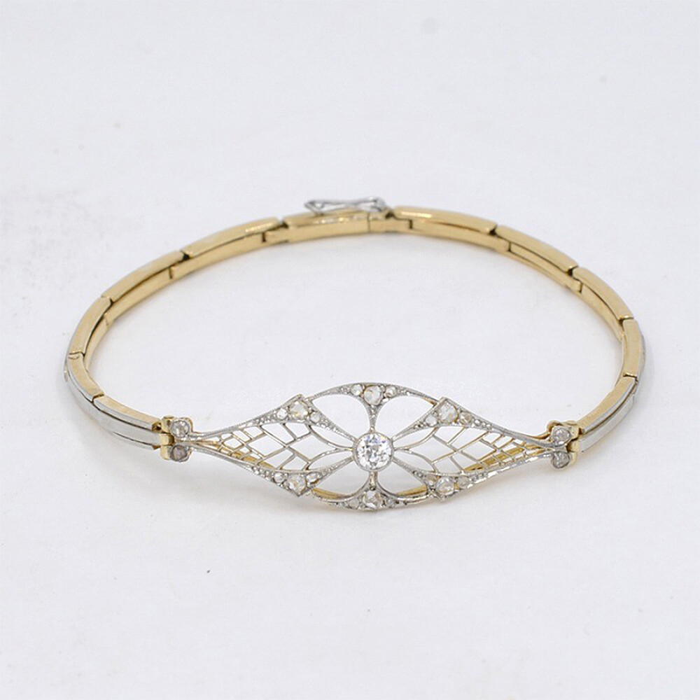 Pulsera Antigua En Oro 18K Y Diamantes Pulsera Antigua En Oro 18K Y Diamantes
