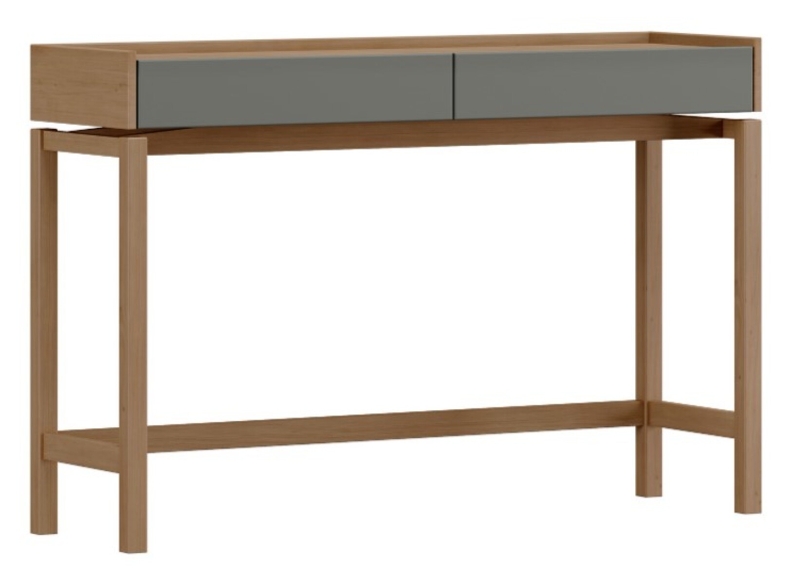 Mesa de Arrime Consola Barcelona – 2 Cajones Color Roble / Ferrolack 