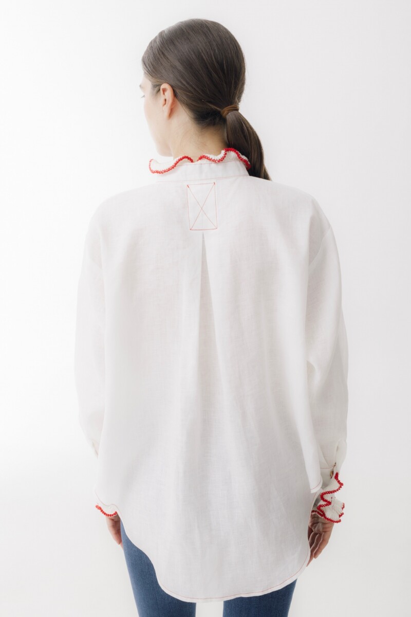 CAMISA OTA LINEN CROCHET Blanco