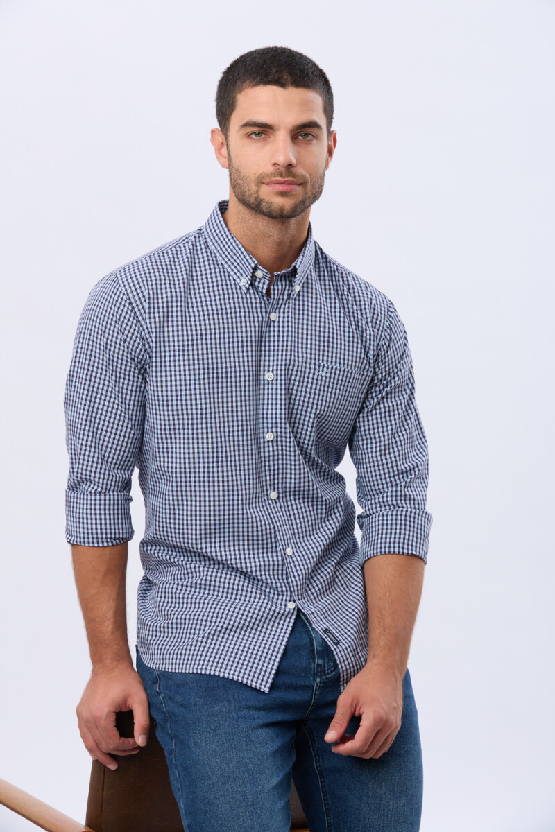 CAMISA SPORT A CUADROS - Celeste 