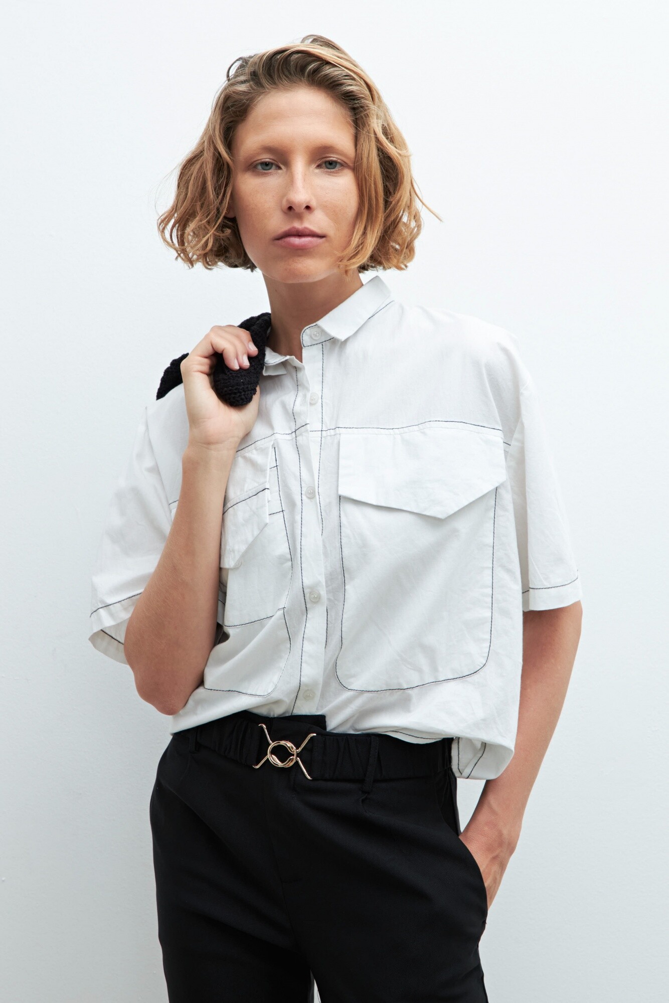 HOT Camisa Blanca Camisa Oversize Con Cinturon Camisa