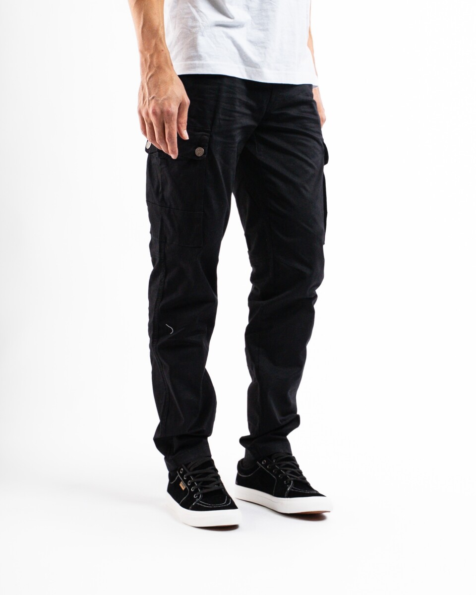 Pantalón Cargo Slim de Gabardina - Negro 