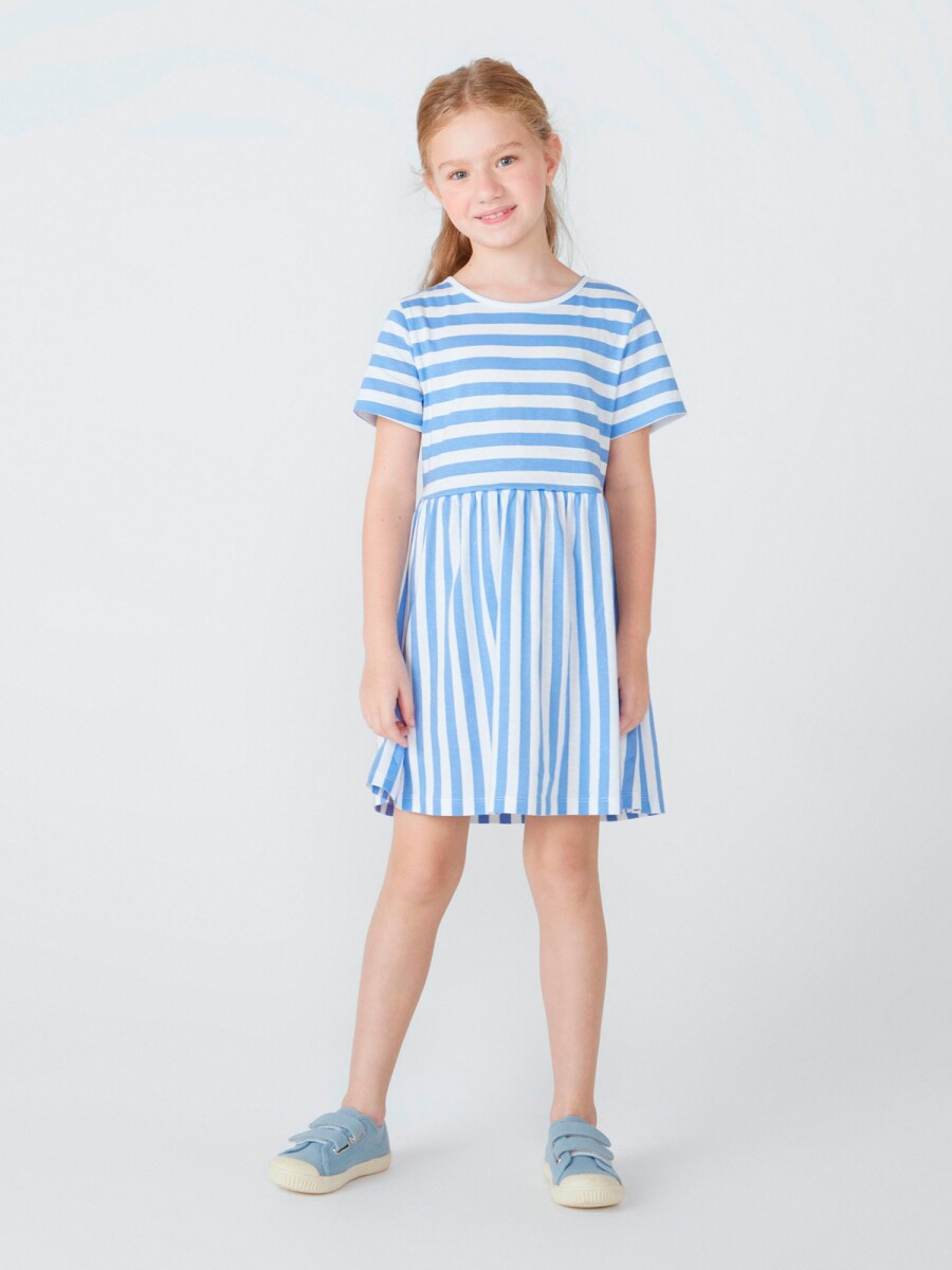 VESTIDO INFANTIL ESTAMPADO - CELESTE 