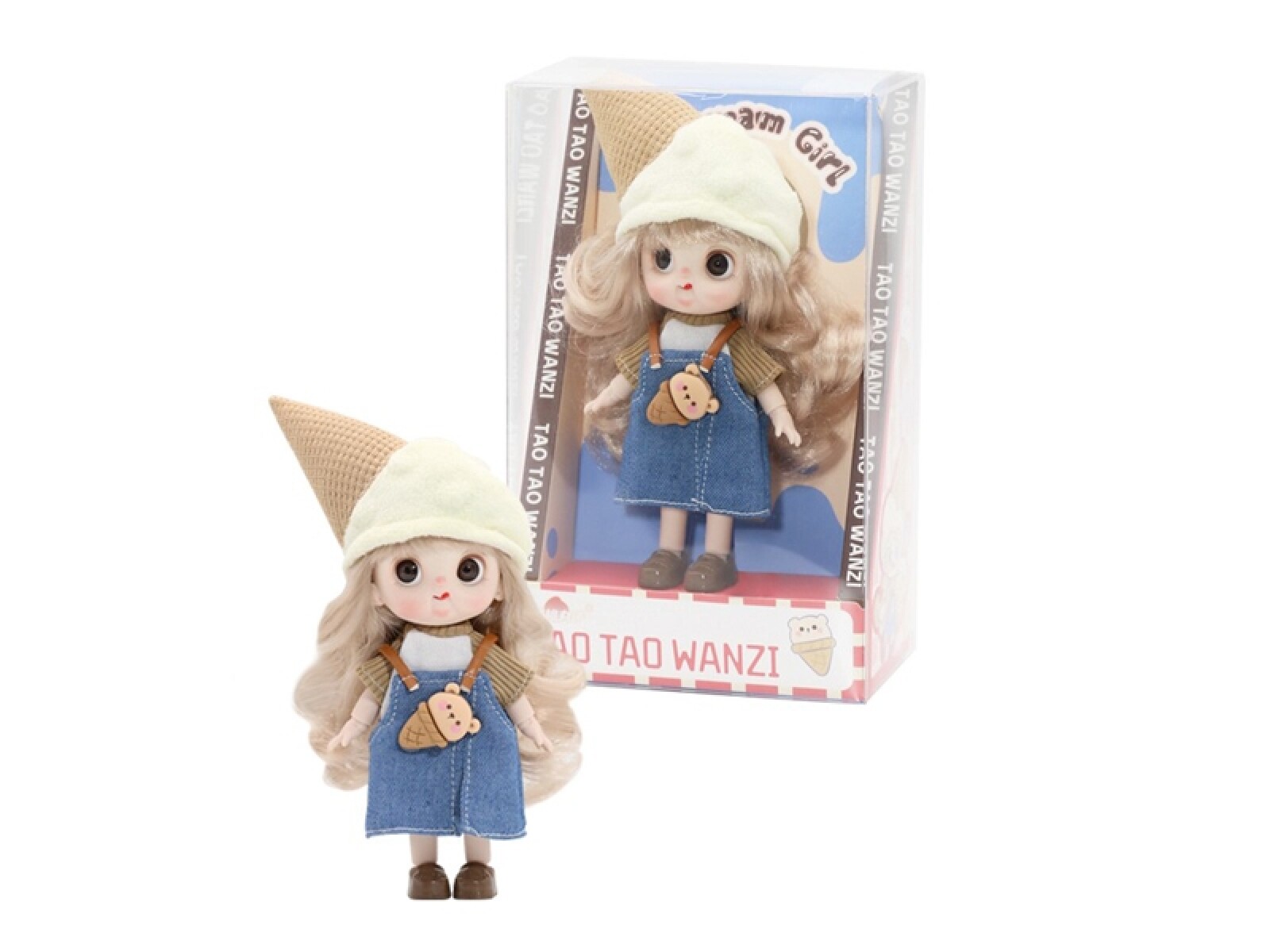MUÑECA ARTICULADA DE 16 CM CON SOMBRERO DE HELADO – MARRÓN 