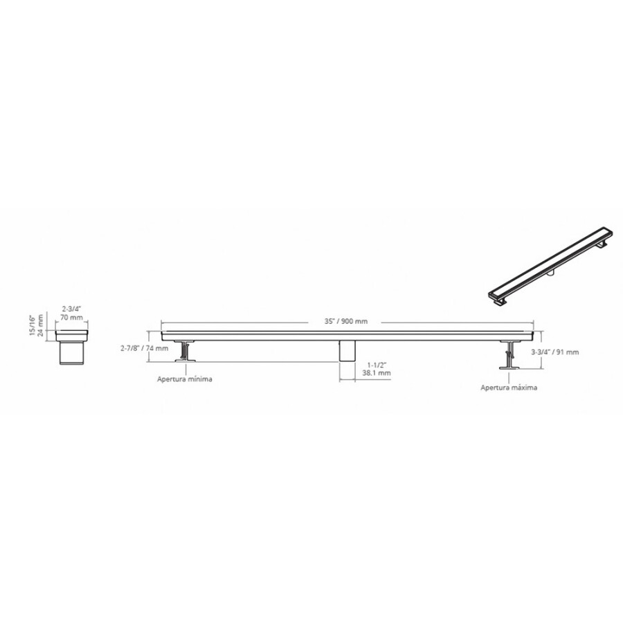 Desagüe Lineal Aqua Negro Mate - 90 Cm Desagüe Lineal Aqua Negro Mate - 90 Cm