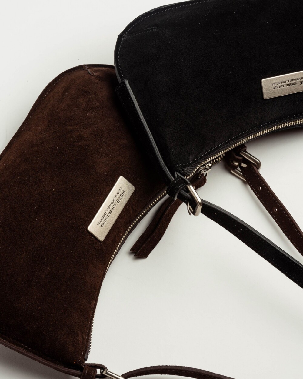 Cartera al hombro Mia en cuero gamuza Marron