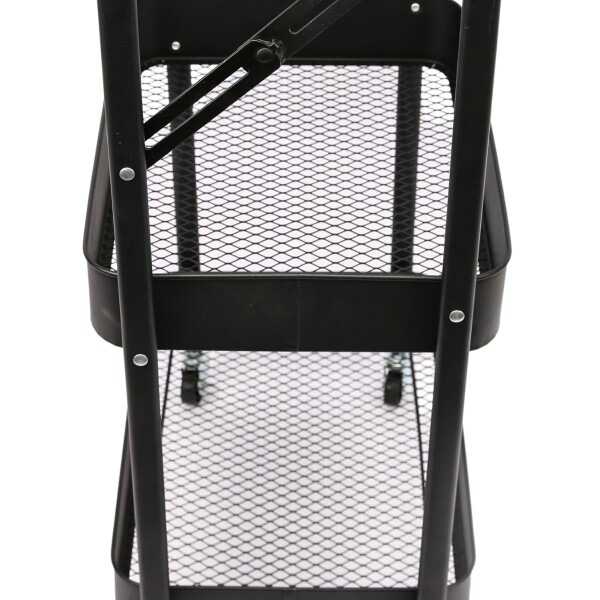 Carro Organizador de Metal Plegable Canasto con 3 Estantes y Ruedas Multiuso IMBACK Color Negro Carro Organizador de Metal Plegable Canasto con 3 Estantes y Ruedas Multiuso IMBACK Color Negro
