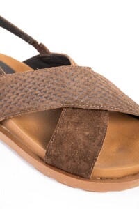 Sandalias Cruzadas De Cuero Chocolate