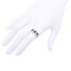 Anillo oro 18k blanco con zafiros navette y brillantes. Anillo oro 18k blanco con zafiros navette y brillantes.