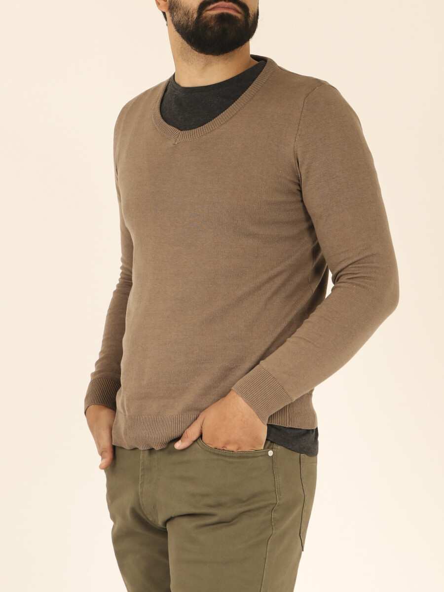 Sweater Slim Feraud - Marron 