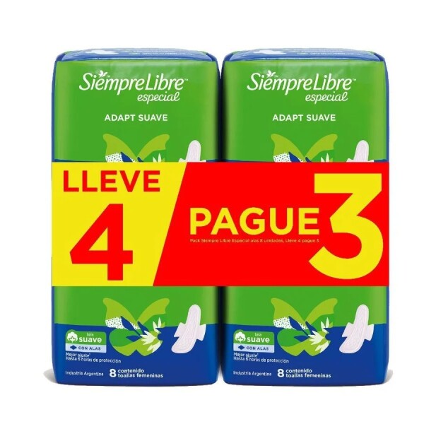Toallas Femeninas Siempre Libre Especial con Alas Pack 4x3 Toallas Femeninas Siempre Libre Especial con Alas Pack 4x3