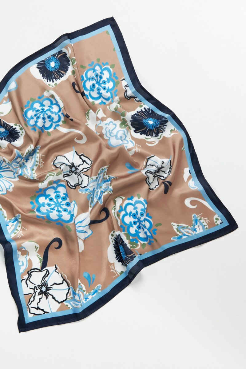 Pañuelo estampado floral tostado