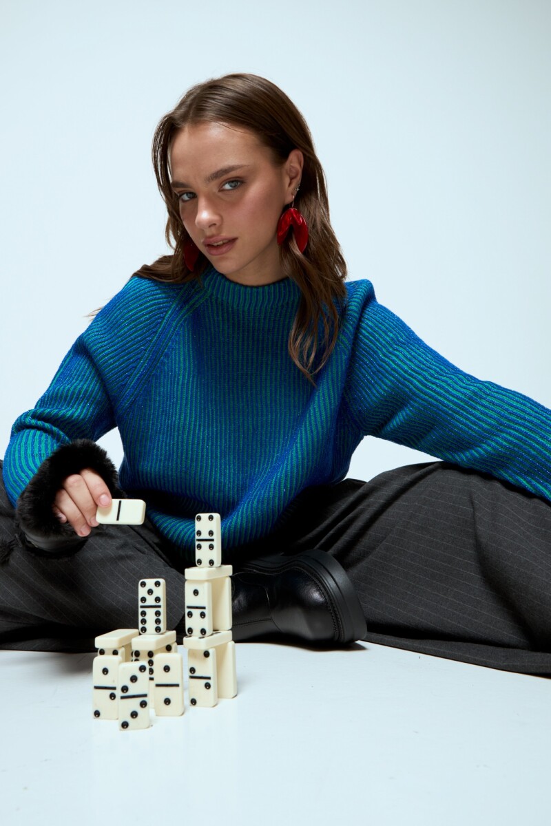 Sweater con lurex - azul 