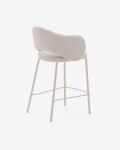 Taburete Maina de chenilla beige y patas de acero con acabado beige FSC Mix Credit 65 cm