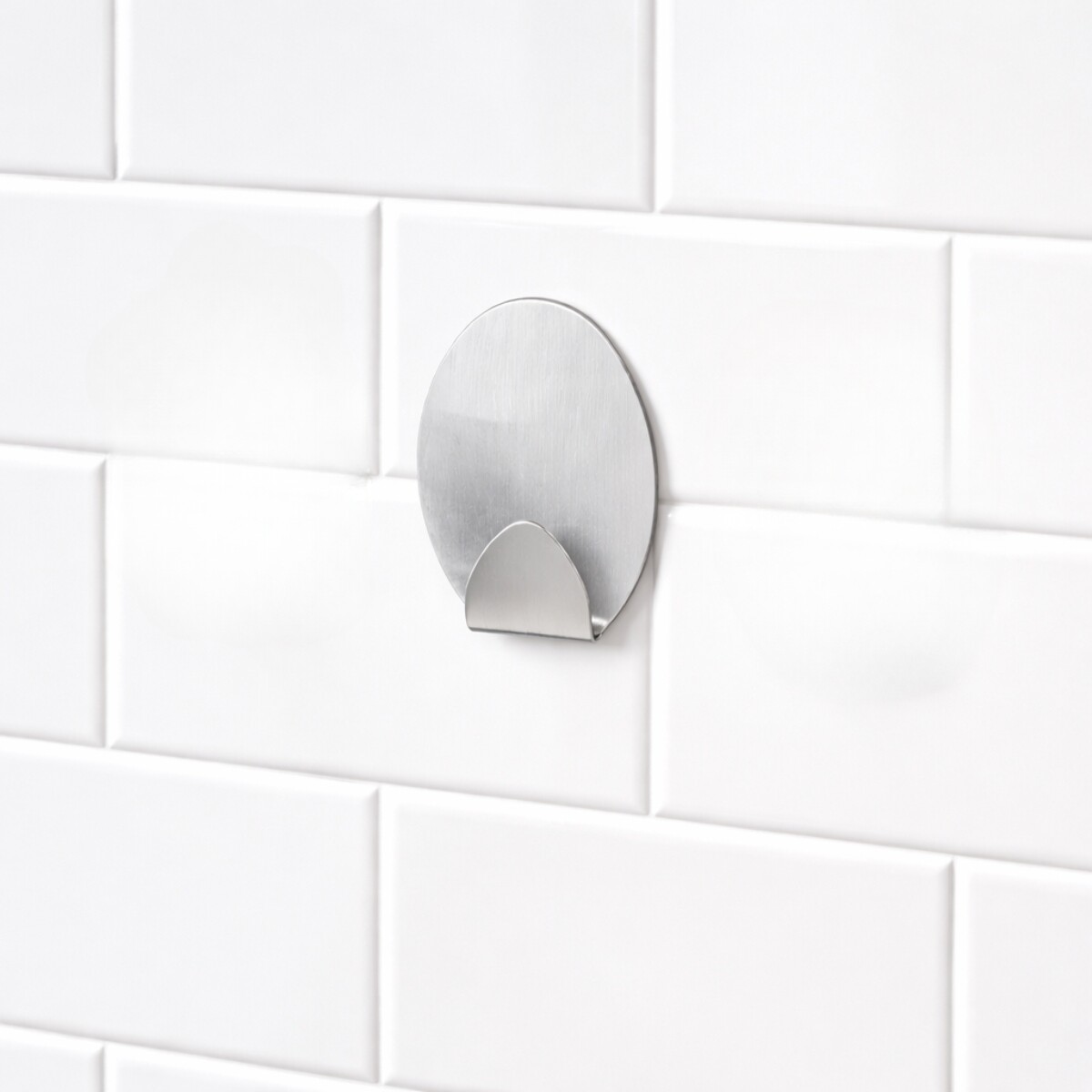 Gancho oval metálico G con adhesivo - GRIS 