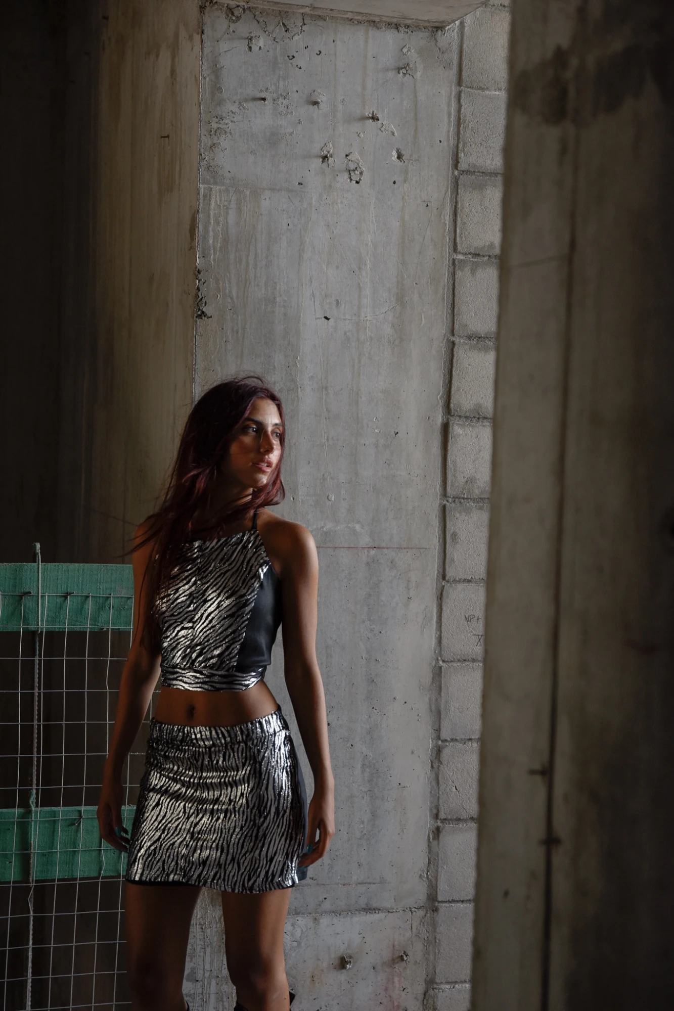 Falda Mardi plateado xs/s