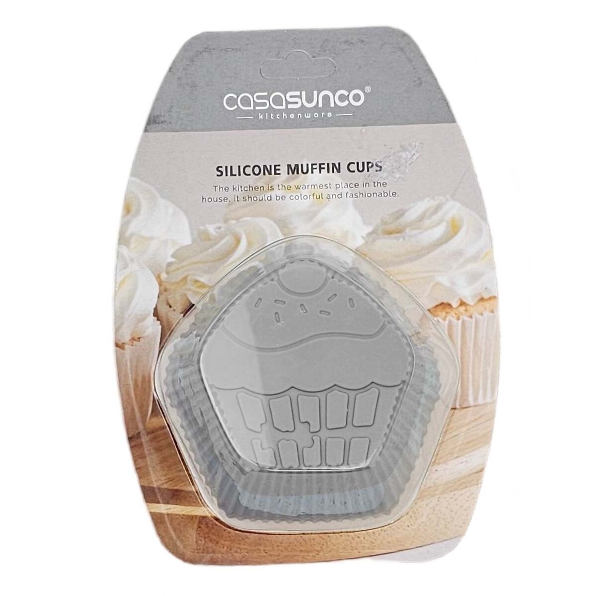Set de Moldes en Silicona 4 Piezas para Muffin y Cupcakes - Gris 