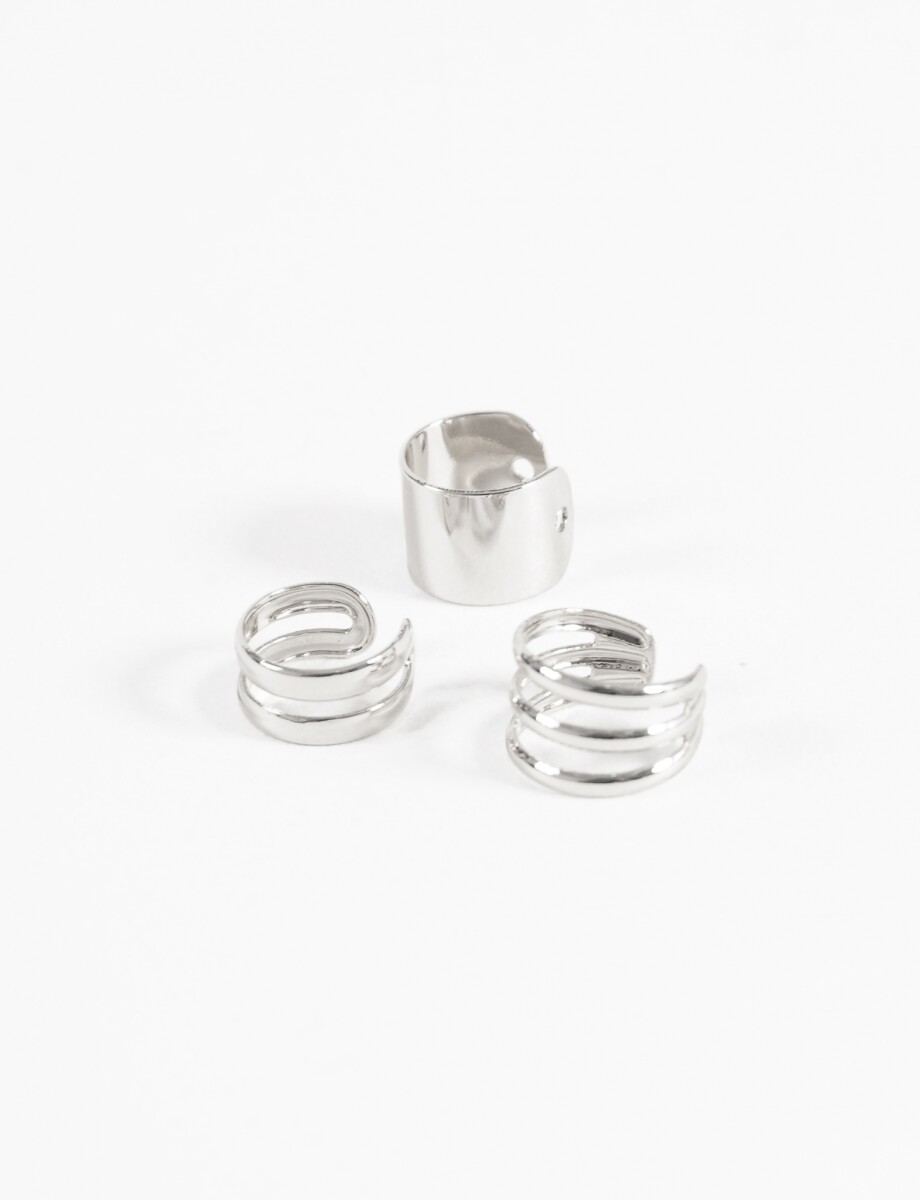 Set 3 earcuff vueltas - plateado 