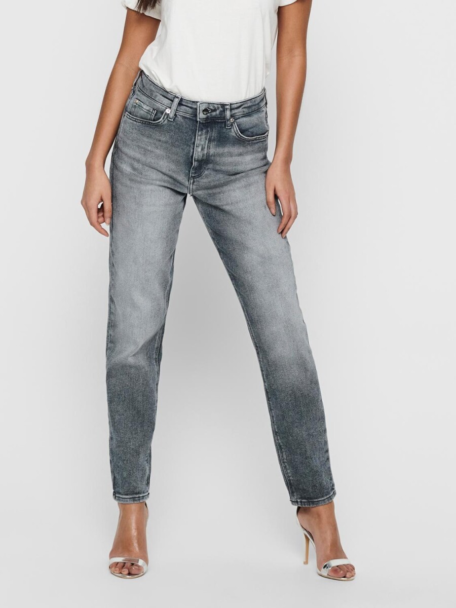 Jeans Tiro Alto Mom Fit - Medium Grey Denim 