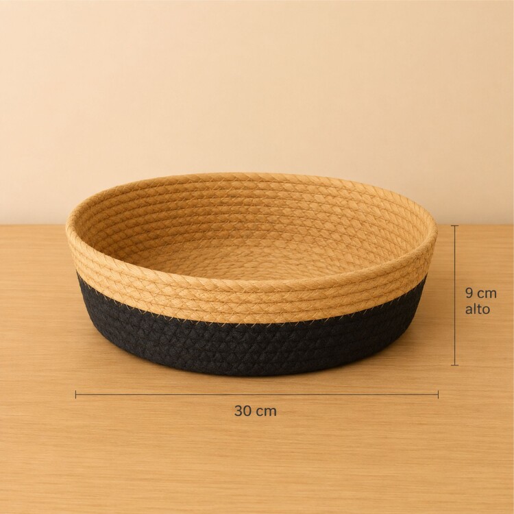 Cesto Organizador De Fibra Natural Negro 30x9Cm Cesto Organizador De Fibra Natural Negro 30x9Cm