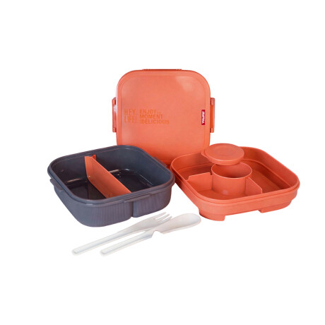 Vianda doble piso con division y tapa Rosado