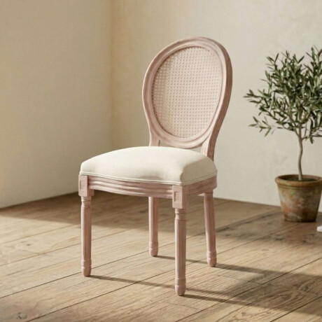 Silla de Comedor Tapizada Madera Natural Luis XV Origen