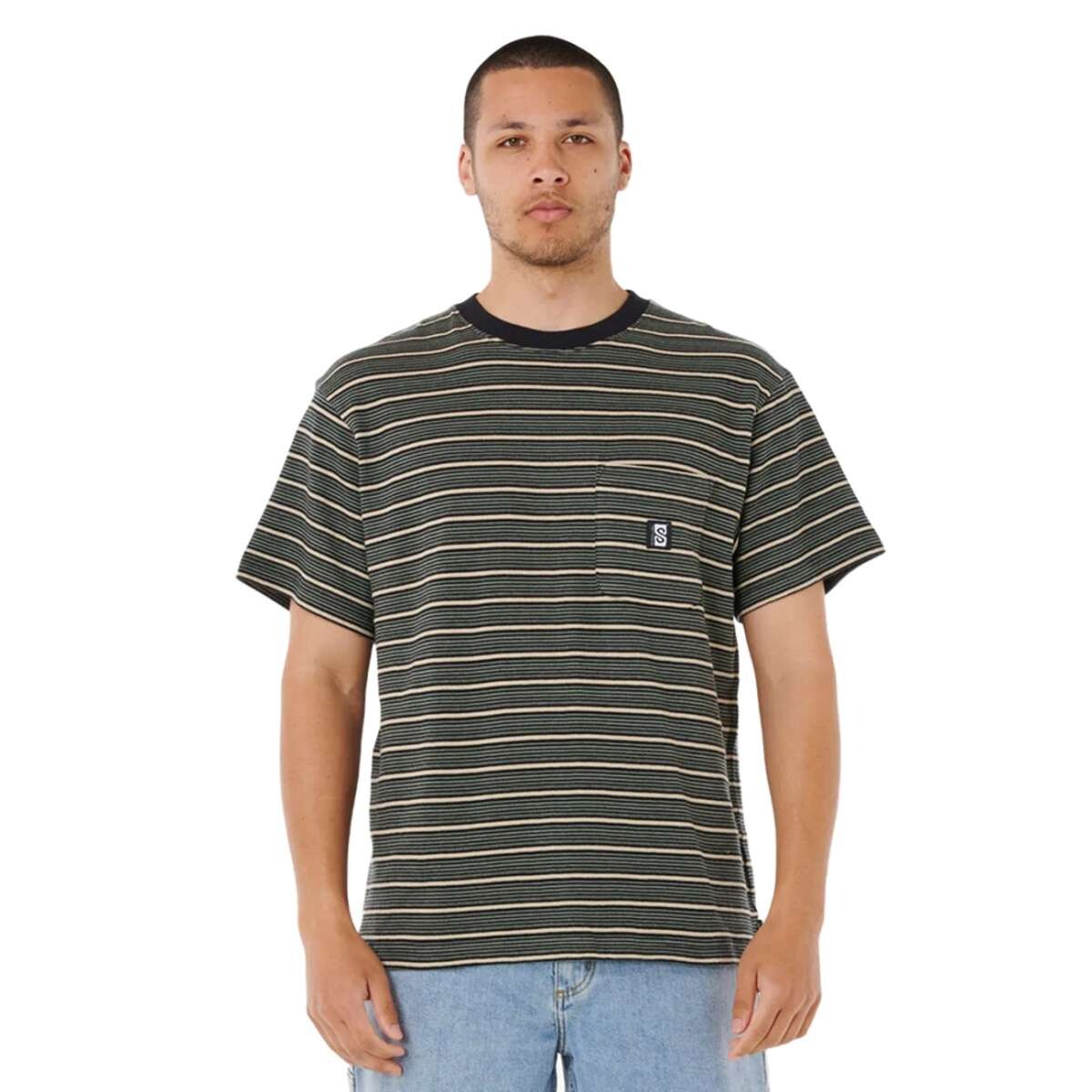 Remera Rip Curl Search Stripe Tee - Negro 