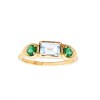 Anillo Halo-Plata rodinada con micra oro 18k-Piedra Topacio azul y Esmeraldas-AN2002 conpiedra