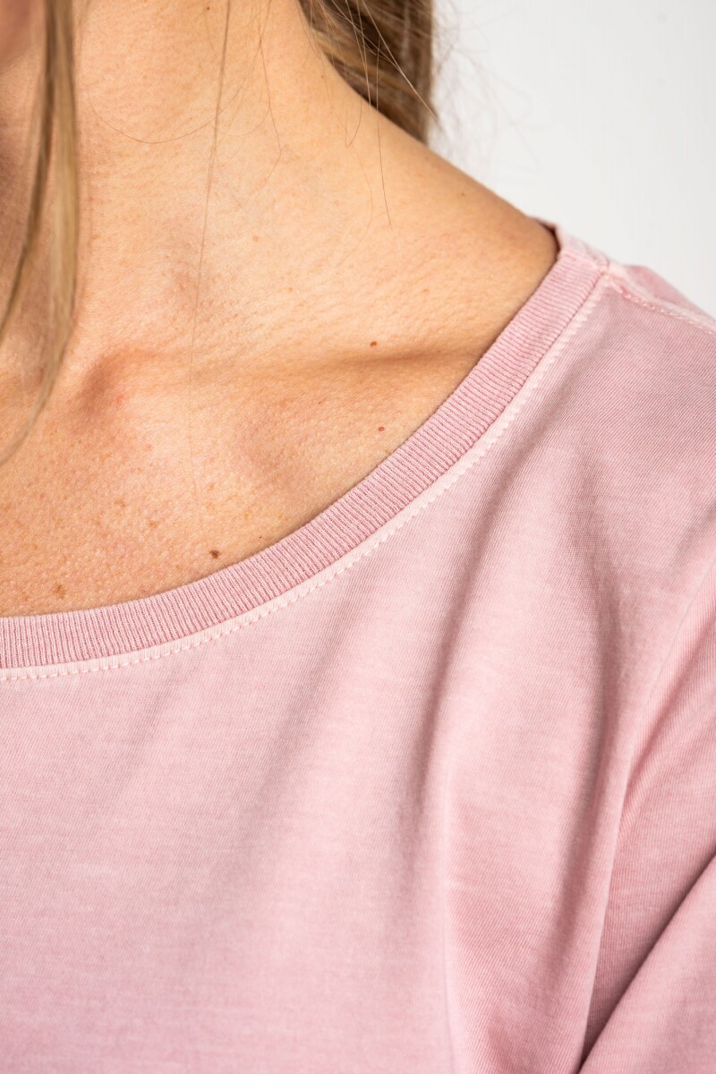 Remera Lavada Manga 3/4 Rosa