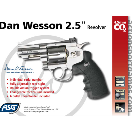 Revólver Dan Wesson 2,5" Full Metal - 4.5mm a CO2 Cromado