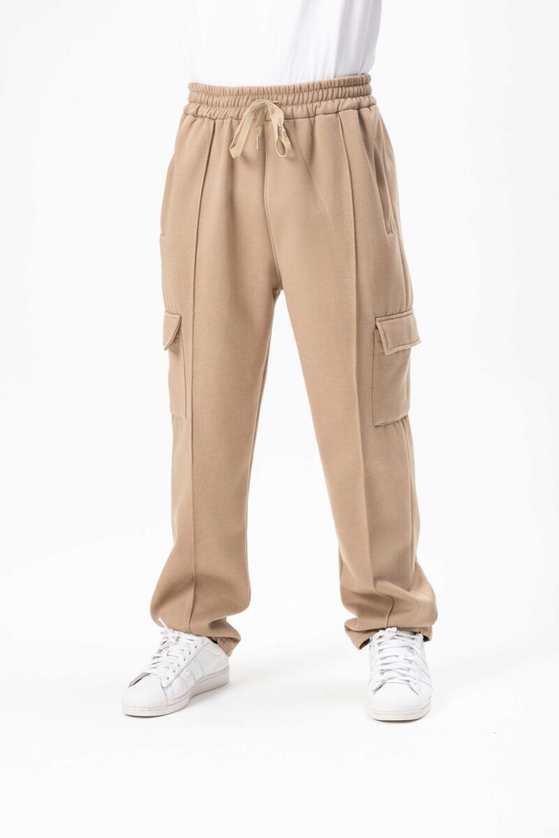 Pantalon Cargo Liso - Beige 