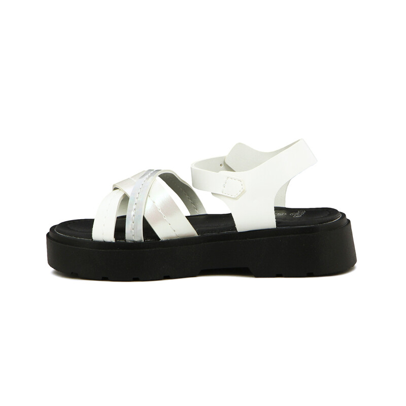 Angus Sandalia Niña Tira Cruzada C/ Pulsera Y Hebilla Blanco