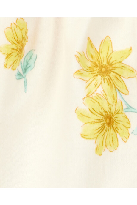 Pijama una pieza de algodón, con pie, diseño floral Sin color