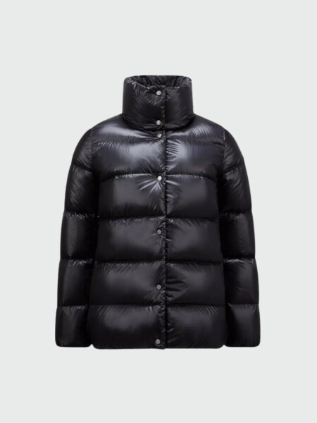 Moncler - Campera rellena de plumas con cuello alto, Cochevis Azul