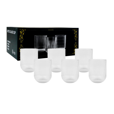 Set de vasos de vidrio labrado 6 unidades 250ml Set de vasos de vidrio labrado 6 unidades 250ml