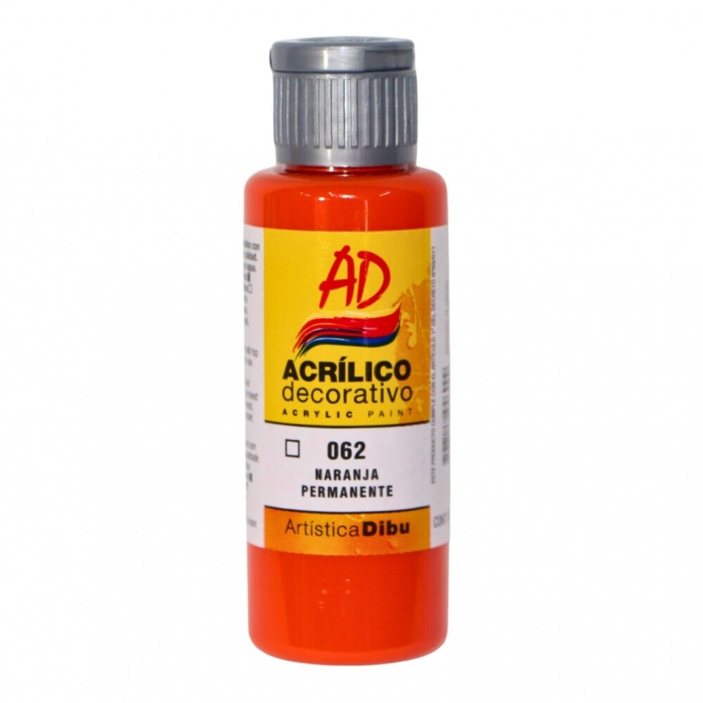 PINTURA ACRILICA ARTISTICA DIBU 60 ML. DIFERENTES COLORES COLOR NARANJA PERMANENTE 062