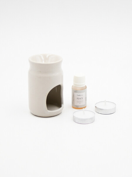 AROMA TERAPIA SET DE HORNO VELAS Y ACEITE BEIGE