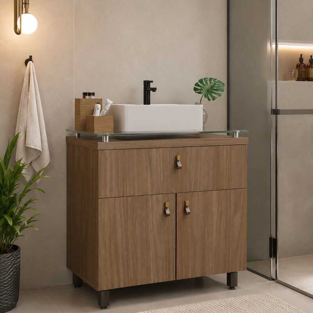 MUEBLE DE BAÑO 80 CM MDF MARRON OREGON