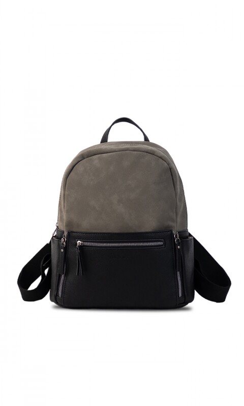 MOCHILA MIRIAM NEGRO C/CENIZA