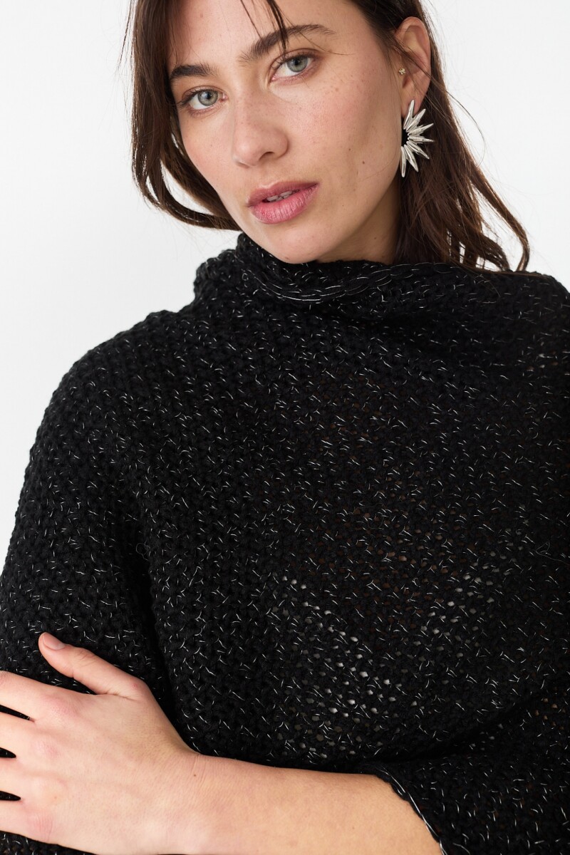 Ruana Eterea Negro Lurex/Plateado