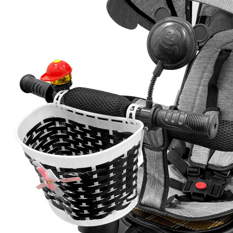 Coche Triciclo Doble Toldo Anti UV Asiento Giratorio Gris