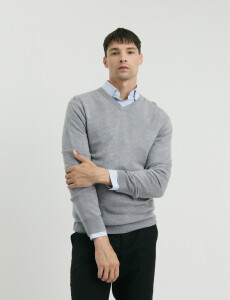 470313 SWEATER V HARRINGTON URBAN Gris Medio Melange