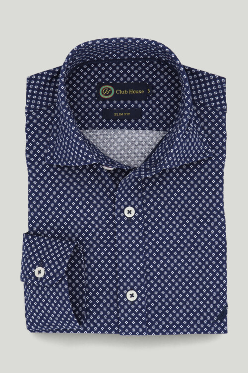 Camisa Short Collar slim fit Jersey estampado Cross