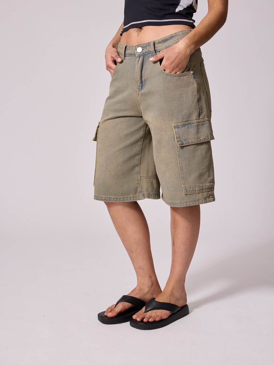 SHORT JEAN RAYE DIXIE - Verde Oxido 