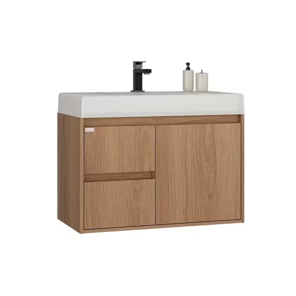 Mueble De Baño Suspendido Nicole 78 Cm Mesada Y Bacha Embutida En Resina Natural 