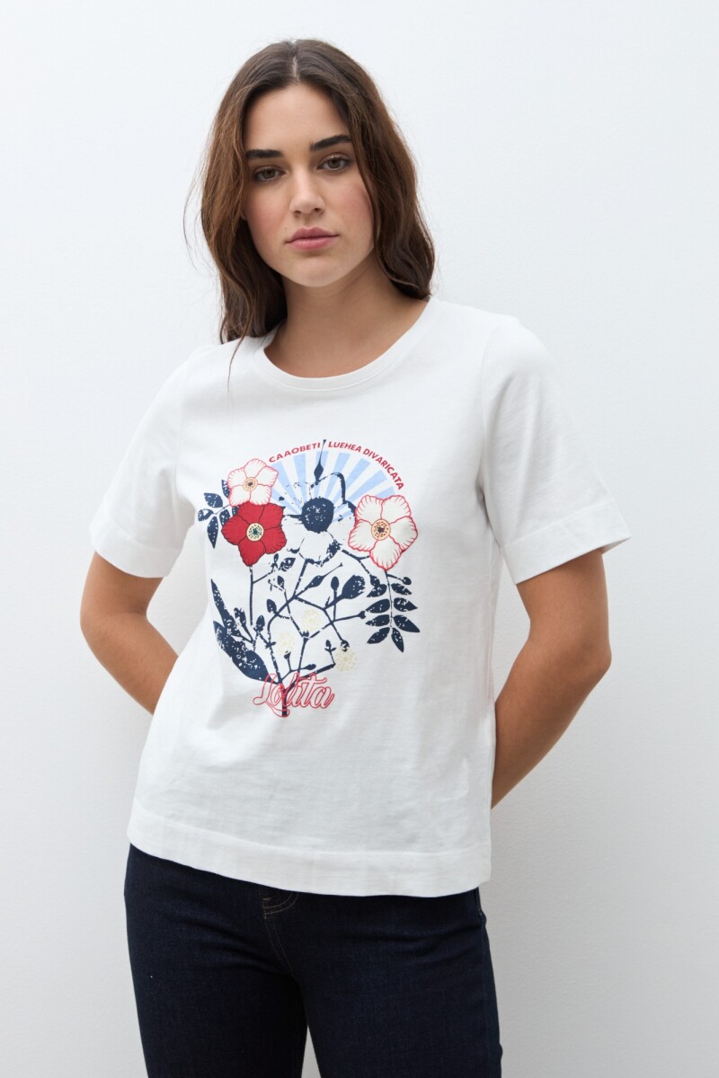 Remera estampa floral nativa blanco