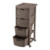 Cajonero Rimax Plastico Rattán Mocca 4 cajones, estante y ruedas Blanca Cajonero Rimax Plastico Rattán Mocca 4 cajones, estante y ruedas Blanca