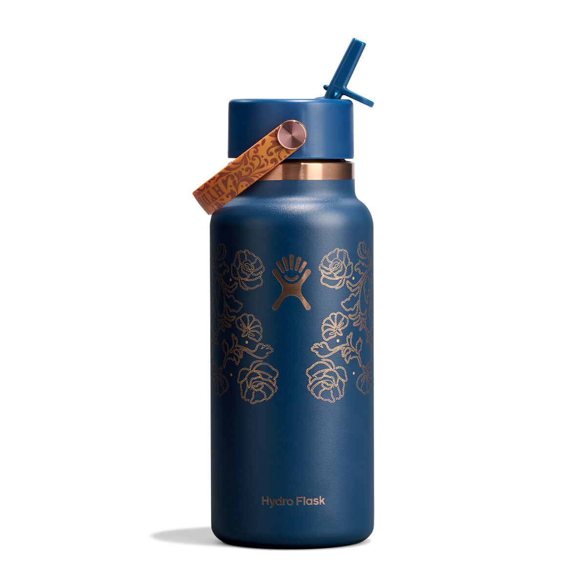 32 oz Wide Mouth with Flex Straw Cap - Western Dark Blue 